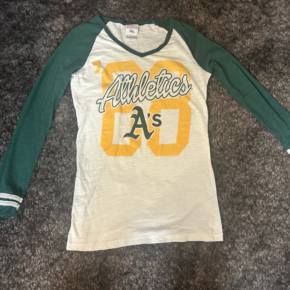 Athletics Kids Long Sleeve Shirt - Green and White